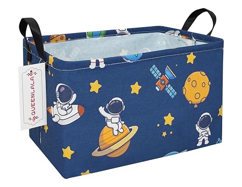 Collapsible Rectangular Laundry Basket with Handles, Astronaut Print