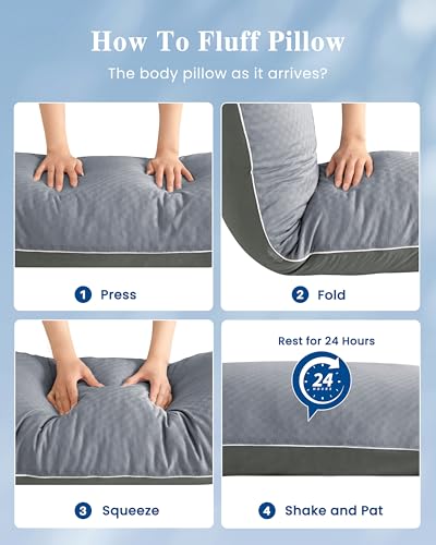 Cooling Body Pillow with Adjustable Blue Memory Foam - 20x54 Inch