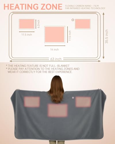 Cordless Heated Throw Blanket with 13500mAh Battery & 6 Heat Settings