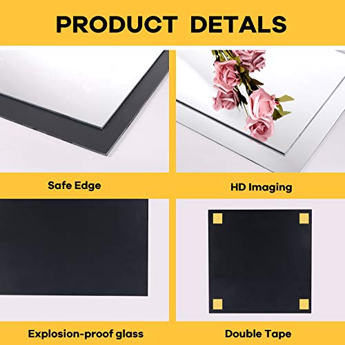 Self-Adhesive Real Glass Mirror Tiles - 12x12 Inch, 16-Pack Frameless Wall Decor