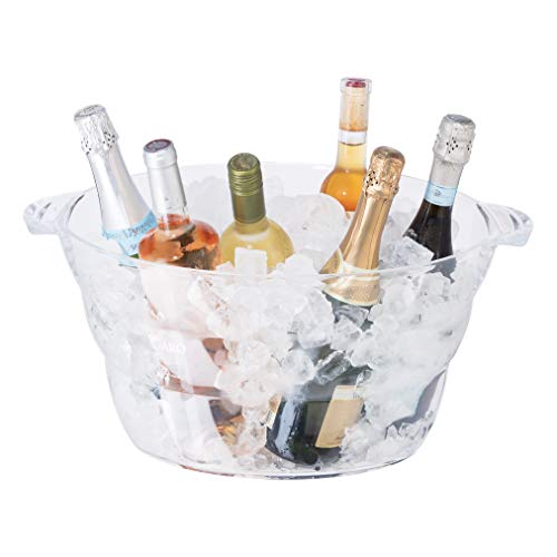 Oggi Acrylic Oval Beverage Cooler - Ice Tub for Drinks & Parties, 18.5 x 11 inches