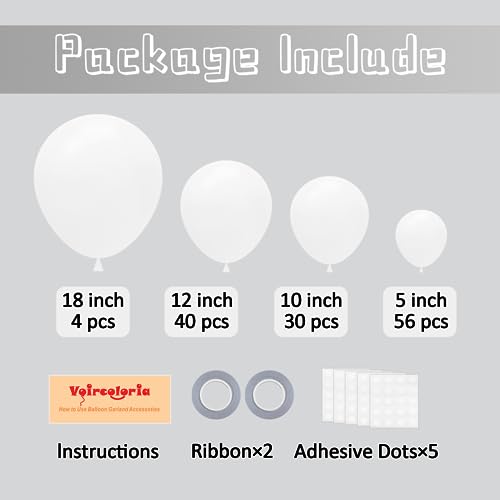 White Balloon Garland Arch Kit 130pcs - Party Decorations