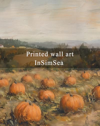 Framed Autumn Pumpkin Wall Art, 12x16 Inch Rustic Farmhouse Harvest Decor