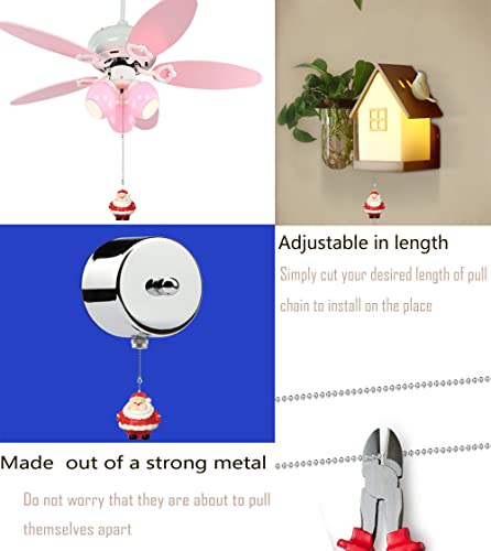Medium Christmas Ceiling Fan Pull Chain with Santa Resin Charm & Beaded Extension