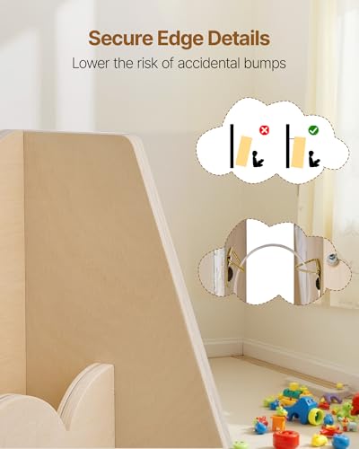 5-Tier Scalloped Montessori Bookshelf for Kids Wooden Book Organizer