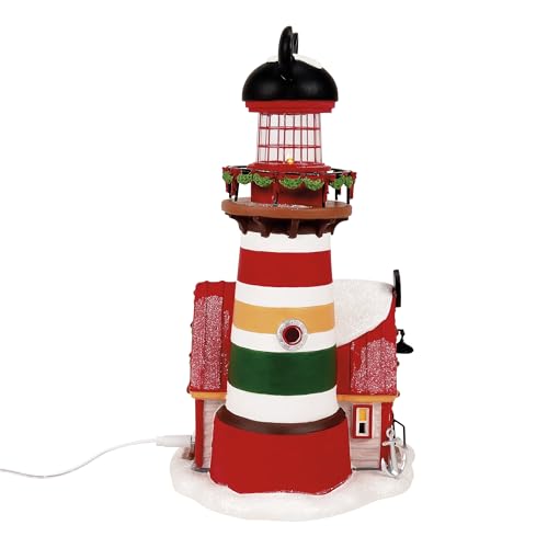 Light-Up Christmas Village Lighthouse Figurine - Hand-Painted Tabletop Decor