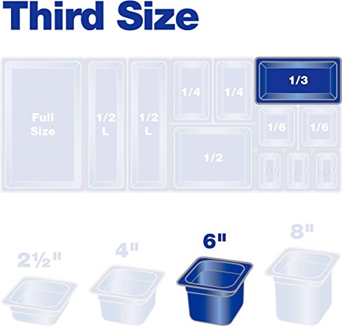 Carlisle FoodService Products Storplus Food Storage Container Food Pan, Chafing Pan with Spoonable Corners for Catering, Buffets, Restaurants, Polycarbonate (Pc), 1/3 Size 6 Inches Deep, Clear