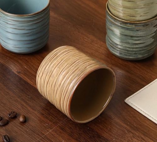 FIBOS Green Japanese Retro Ceramic Teacups – Coffee & Water Cups for Home & Restaurant