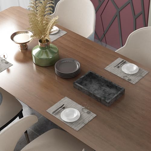 Washable Beige Placemats Set of 4, Heat Resistant Vinyl Dining Table Mats