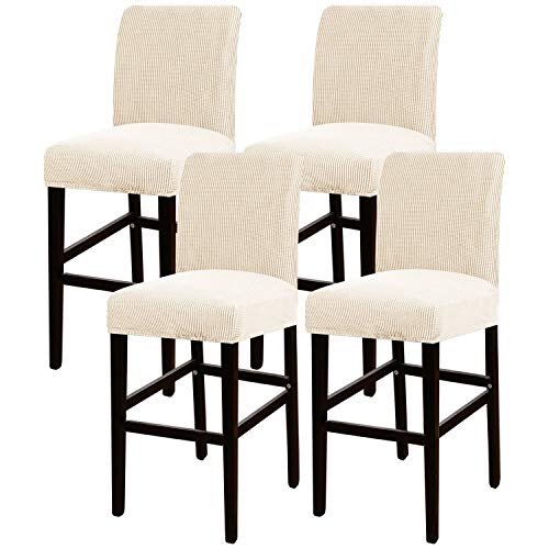 Stretch Bar Stool Covers Set of 4 - Jacquard Fabric Slipcovers