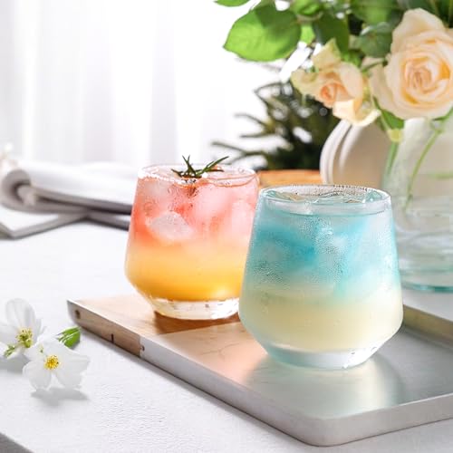 Stemless Wine Glasses Set of 4, 13.5oz Crystal Glass Tumblers for Red White