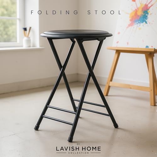 Portable Folding Counter Stool with 225lb Capacity, 24-Inch, Black