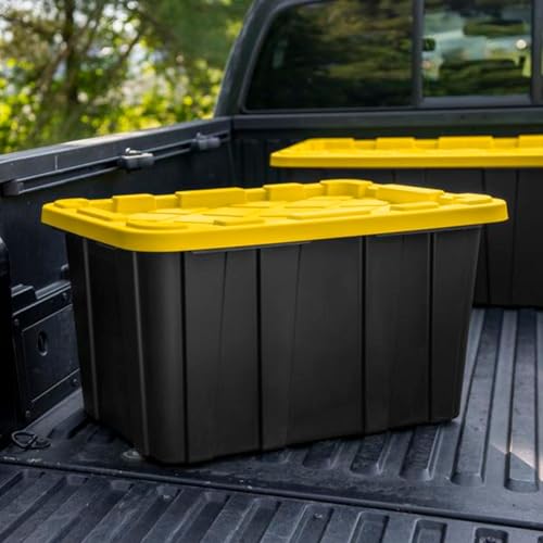 Industrial Storage Tote 27 Gallon 4-Pack Heavy-Duty Plastic Utility Box