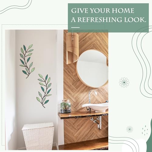 Metal Leaf Wall Art Set - 2 Pcs Symmetrical Olive Branch Decor