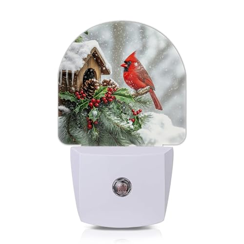 Axxitude Cardinal Christmas Night Light with Dusk to Dawn Sensor, Plug-In Bedroom & Home Decor