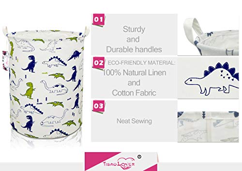 Dinosaur Kids Laundry Basket and Toy Storage Bin with Handles