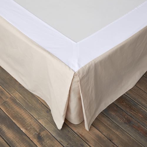 French Linen Blend Wrap Around Bed Skirt - 14-Inch Drop Queen Size