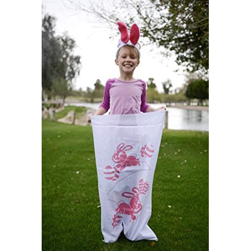 JOYIN 12PCS Easter Potato Sack Race Jumping Bags 24 * 40 with Bunny Ears Headbands for All Ages Kids Easter Theme Party Favor, Easter Eggs Hunt Game Activities,Easter Party Supplies, Party Games