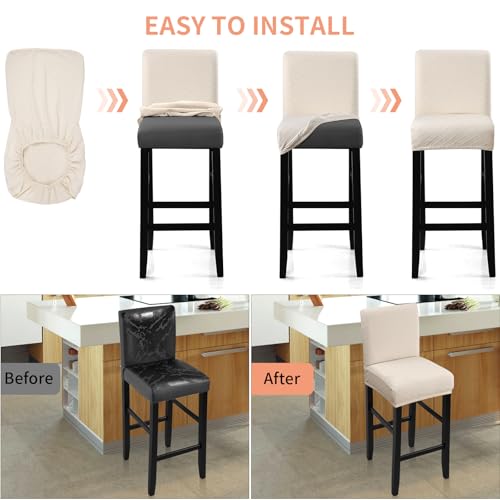 Waterproof Barstool Slipcovers - 4 Pack, Stretch & Removable