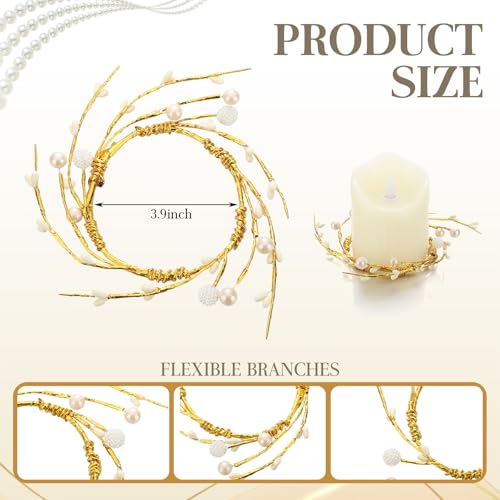 Set of 2 Pearl White Berry Candle Rings for 3.9 Inch Candles