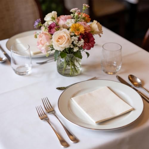 Kouorao White Disposable Cocktail Napkins 600 Count, 2-Ply 4.5x4.5 Inch Bulk for Weddings & Parties