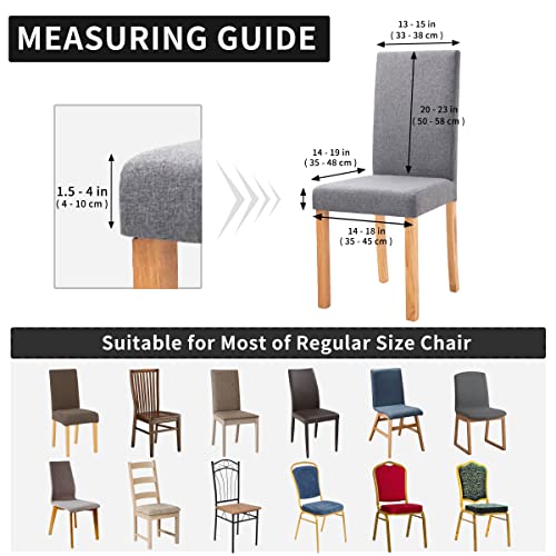 Waterproof Dining Chair Covers Set of 6 | Stretch Slipcovers, Light Gray
