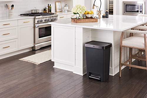 Rubbermaid 13-Gallon Step-On Trash Can with Stainless Steel Rim, Charcoal