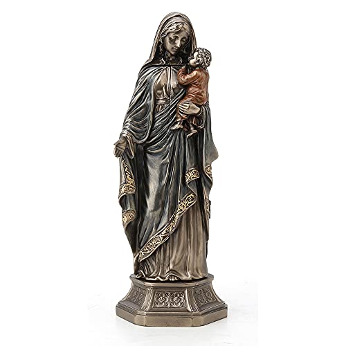 Madonna and Baby Jesus Triptych Nativity Scene Statue - Bronzed Resin