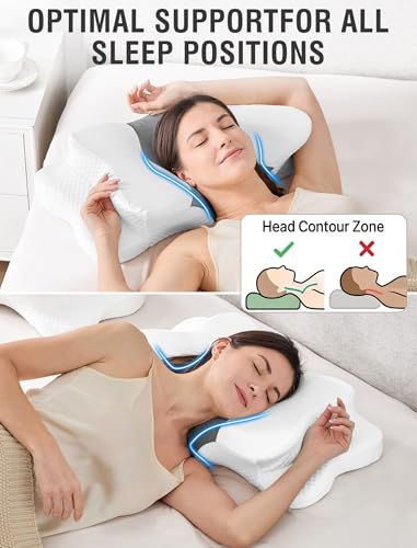 Ergonomic Cervical Neck Pillow for Side Sleepers - Adjustable Memory Foam Support