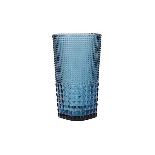 Set of 6 Beaded Iced Beverage Glasses, 15-Ounce, Cornflower Blue