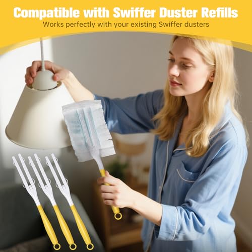 4-Pack Extendable Duster Replacement Handles for Home & Car Cleaning