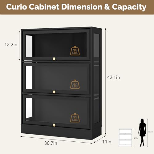 3-Tier Acrylic Display Cabinet with RGB LED Lighting for Collectibles