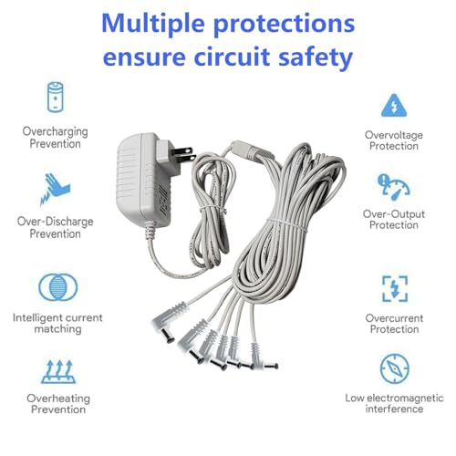 4.5V AC/DC Power Adapter with 6 Output Jacks for Christmas Village Lighting