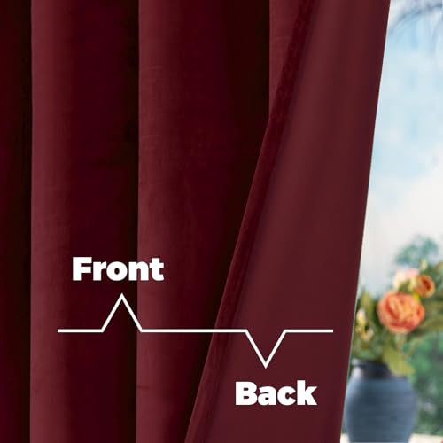BGment 52W x 78L Velvet Curtains Set of 2 | Burgundy Red, 78 Inches Long, 5 Back Tabs