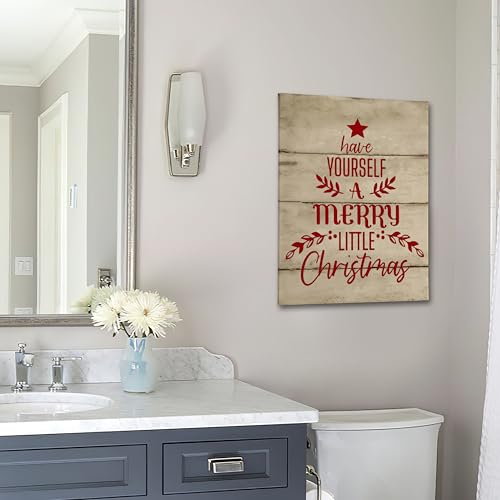 Christmas Canvas Wall Art 16x24 Inch Rustic Red Christmas Tree Decor
