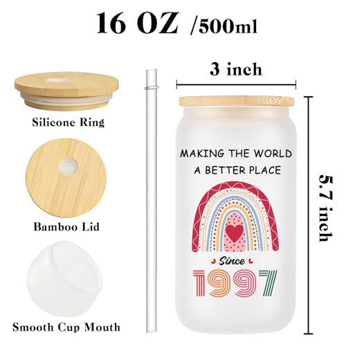 1997-29 Birthday Glass Cup for Women Her Wife Daughter Sister - Frosted Drinking Mug Gift