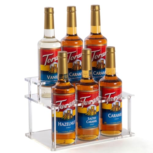 2-Tier Acrylic Coffee Syrup Organizer Rack - 6 Bottle Countertop Stand