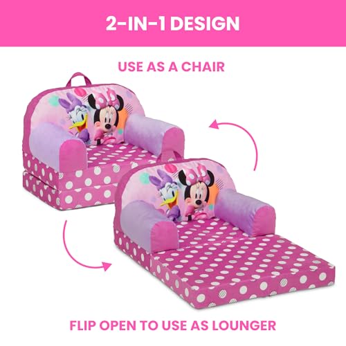Kids Flip-Out Convertible Foam Chair & Toddler Sleeper Lounger, Pink