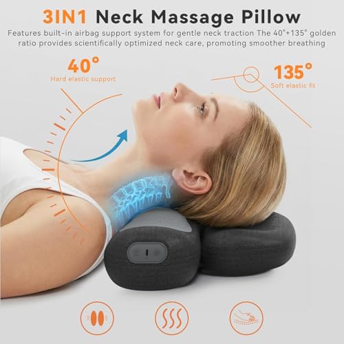 3-in-1 Cordless Ergonomic Neck Support Pillow with Heat & Vibration
