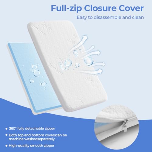 32x18 Dual Sided Gel Memory Foam Bassinet Mattress - 2" Thick Waterproof Pad