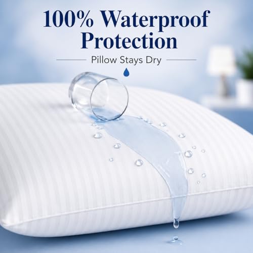 Waterproof Pillow Protectors, Standard Size 20x26, Set of 2, Hypoallergenic