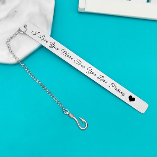I Love You More Than You Love Fishing Bookmark - Stainless Steel Gift for Him