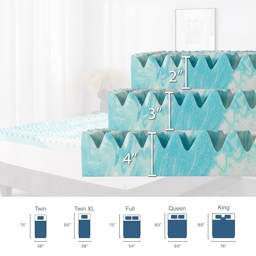 2 Inch Queen Gel Memory Foam Mattress Topper with 5-Zone Support
