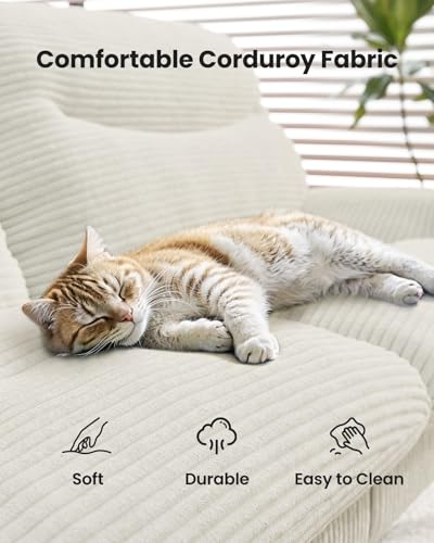 66-Inch Corduroy Convertible Futon Sofa Bed with Adjustable Backrest