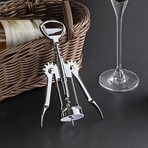 7-Inch Zinc Alloy Wing Corkscrew with Bottle Opener - Durable Barware Tool