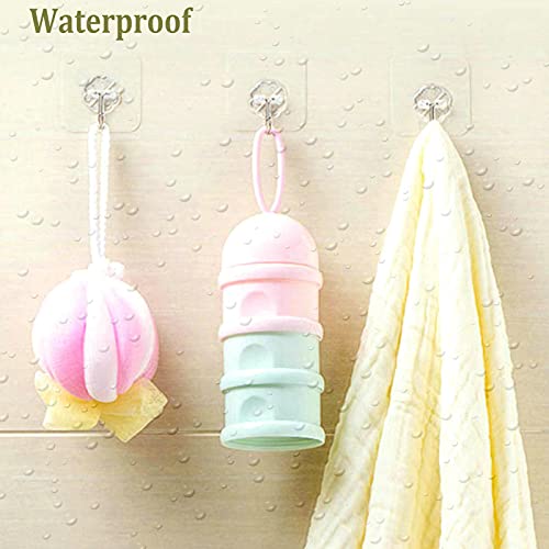 24 Pack Heavy Duty Adhesive Wall Hooks 33lb Waterproof Clear Sticky Hooks