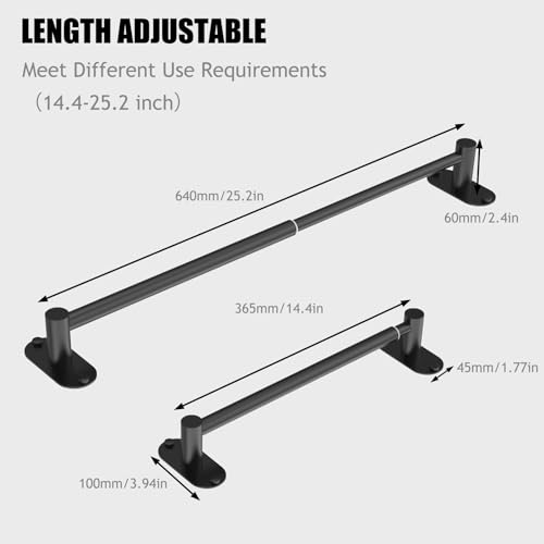 MIROAMZ Adjustable Stainless Steel Towel Bar - Wall Mount 14.4"-25.2"