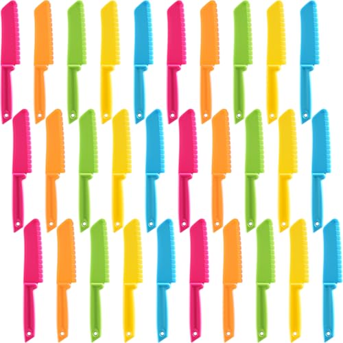 30-Piece Kids Safe Plastic Cooking Knife Set, Colorful Nylon Kitchen Knives