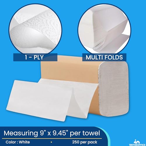 Multifold Paper Towels - 1-Ply Folded Hand Towels, 9" x 9.45" (4 Pack)