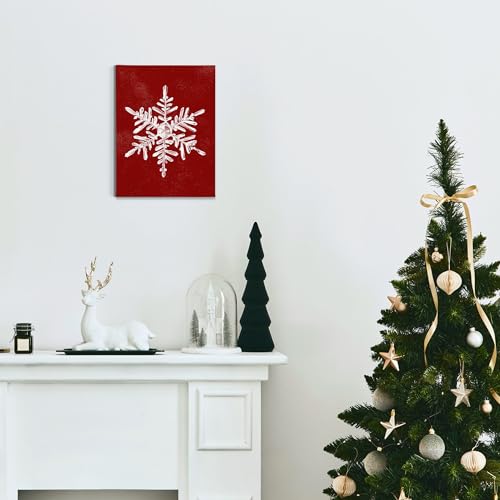 BIWSHA Snowflake Christmas Canvas Wall Art - 11x14 Inches, Red Decor
